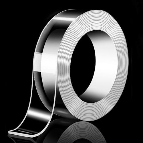 KU 5m Doppelseitiges Klebeband Transparent Extra Stark Waschbares Spurloses Nano Tape Abnehmbar und Wiederverwendbar Double Sided Tape Dünn für Teppich, Küche, Fotowand, Auto, Zuhause oder Draußen