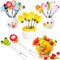 18pcs Food Picks for Kids with 3pcs Ceramic Jars, Cute Cartoon Stainless Steel Fruit Picks, Animal Fruit Forks with Silicone Handles for Dessert Party Bento Lunch Box Accessories