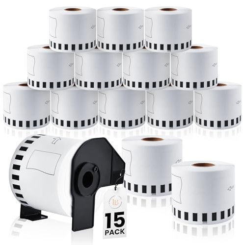 LABEL-BILLIGER 20Stk Etikettendrucker Selbstklebend DK-22205 Endlosetiketten Kompatible mit Brother P-Touch 62mm x 30.48m