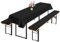 2er-Pack Bierbankauflagen(gepolstert) und 1er-Pack Tischdecke Bierzeltgarnitur, 220 x 25 x 3cm XL Bierzeltgarnitur Auflage und 250 x 100cm Biertisch Tischdecke für Party(schwarz, wasserdicht)