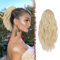 FESHFEN Pferdeschwanz Haarteil mit Kordelzug, 30 cm Wellen Zopf Pferdeschwanz Verlängerung Haare Extension Synthetik Kurz Wellig Aschblond Haarverlängerung Ponytail für Damen Frauen