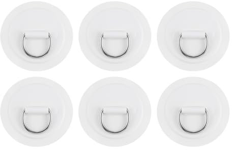 PATIKIL D-Ring Patch, 6 Pcs Stainless Steel D-Ring PVC Patch Pad No Glue Include for Inflatable Boat Paddle Board Canoe Surfboard, White