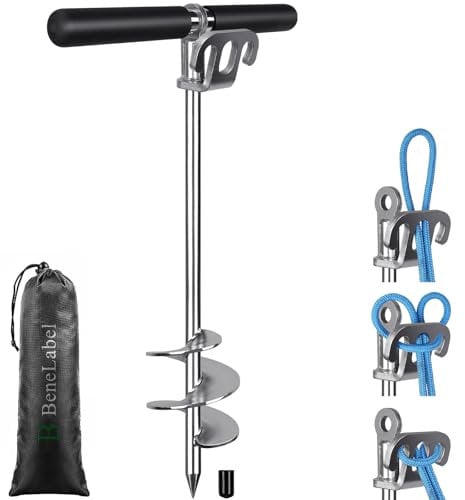 BeneLabel Anker Boot, Kajak Bootsanker 43cm SUP Kanus Strandanker Sandpflock zum Einschrauben Spiral Wind Spike für Schlauchboote Jetski Kleine Mittel Große Boote mit Aufbewahrungstasche