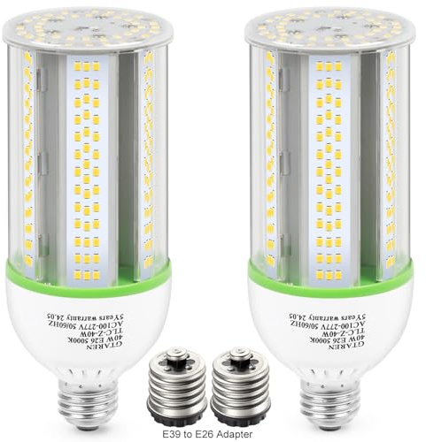 GTAREN 40W LED Corn Cob Light Bulb,400W Equivalent,5000K Daylight,E26/e39 Base,5600 Lumens-Replace Halogen/Metal Halide/CFL,for Barn,Shop, Porch,Yard,Garage Lighting