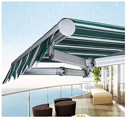 Waterproof Green Retractable Garden Awning, 2x1.5m Canopy Replacement Cover, Outdoor Sunshade Polyester Fabric, Clamp Awning 330gsm, 23 Sizes