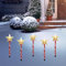 LED Gartenstecker 5er Set Stern rot/weiß mit Timer - je 50 cm - Garten Deko Weihnachts Beleuchtung warm weiß - Weihnachten Winter Advent Dekoration für Außen