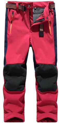 Hpbygstae Pantalon thermique imperméable pour garçon et fille, pantalon de neige, pantalon d'hiver pour l'extérieur, pantalon de randonnée, pantalon de ski softshell pour enfant, 150-164