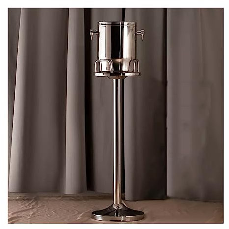 Eiseimer Eiskübel mit Ständer, Edelstahl, stehender Eiskübel, Eiswürfelbehälter, Weinkübel auf Ständer, Champagner-Eiskübel for Wein, Bier, KTV, Club, Bar, Grillparty, Hochzeit, Silber Eiswürfelkühler