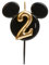 dekora - Mickey Mouse Birthday Candle Decorations - Fragrance-Free Paraffin Wax Disney Candles - Black and Gold Candles with Mickey Mouse Ears - Size 8.5 cm - Number 2