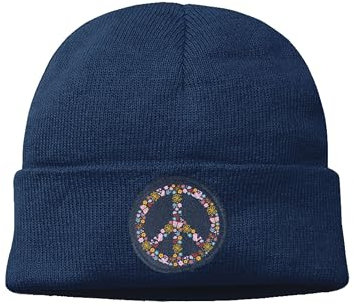 NIMAMA Mütze Beanie Smile Glitch Wintermütze Statement Spruch Print Geschenk Unisex Strickmütze für Herren & Damen - Navyblau