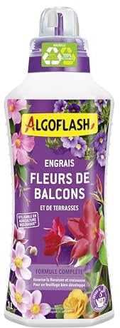 Algoflash Engrais Liquide Fleurs, Terrasses et Balcons, Utilisable en Agriculture Biologique - 1 L, Marron