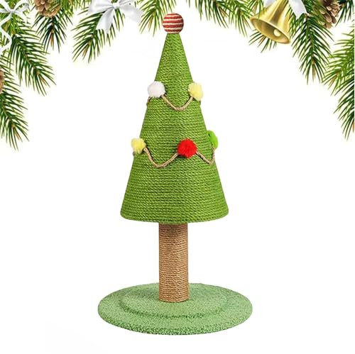 Djowyh Grattoir de sapin de Noël pour chat, arbre à chat de dessin animé, outil de relaxation pour chat, décoration esthétique, jouet de fiançailles pour animaux de compagnie