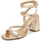 Ruiee Women's Heels Chunky Heeled Sandals - Ankle Strappy Dressy Pump Blcok Heels Square Open Toe Wedding Party Shoes for Women.2408092 Gold Size6