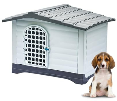 Hundehütte Indoor Groß Hundehöhle Mittelgroße Hunde Waschbar Einfach zu Montieren Hundehaus Outdoor Wetterfest, 111 x 84 x 80 cm(Silver)
