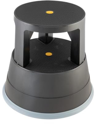 Swift Supastep Black Kick Step Stool with Retractable Castors Heavy Duty PP Great For Work Office Warehouse Retail Home 150kg Load Capacity