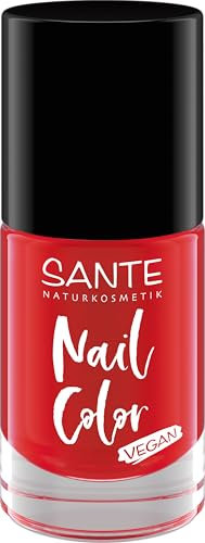 SANTE Naturkosmetik Nail Color 06 Flame On, Veganer Nagellack, 15-Free, 80% natürliche Inhaltsstoffe, Schnelltrocknend, Langanhaltend, Glänzendes Finish, 8ml