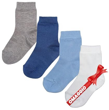 LEON D'ORO Calzini Neonato Cotone 4 Paia Calze leggere filo di scozia 6 12 18 mesi Made in Italy