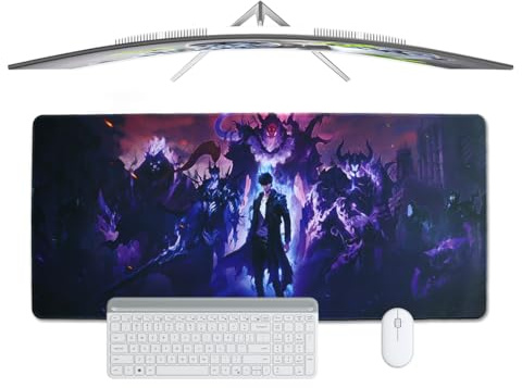 GNHG Tapis Souris XXL 900x400x3 mm,Solo Leveling Tapis Antidérapant avec Caoutchouc,Mouse Pad Imperméable,Tapis Souris Gaming,Améliore la Précision et la Vitesse (Style C)