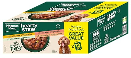Natures Menu Hearty Stews Wet Food for Adult Dogs - 12 x 415gr (Chicken, Lamb, Beef & Salmon)