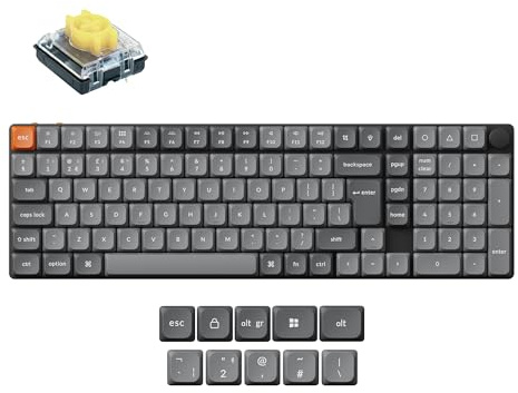 Keychron K17 Max Custom Mechanical Keyboard, Programmable Knob Ultra-Slim 96% Layout, Bluetooth/2.4 GHz/Wired with White Backlight Low-Profile Gateron Banana Switch for Mac Windows Linux - UK Layout