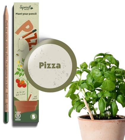 Sprout World Matite Piantabili Pizza Edition, Confezione da 5 da piantare