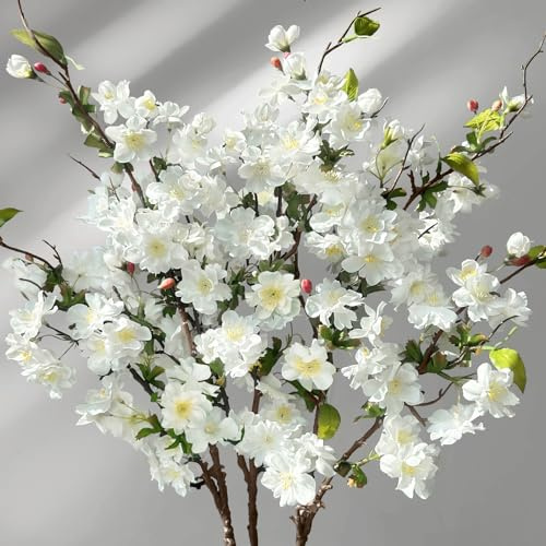ROLLWAY 3PCS Kirschblüten Deko Zweige 80cm, Kunstblumen wie Echt Kirschblütenzweige Osterzweige Osterstrauch Künstlich Sakura Deko– Kirschzweige Frühlingsblumen Fake Blumen für frühling Osterdeko