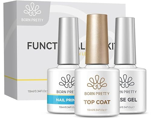 Born Pretty Top Coat Gel UV Base Gel und Nail Primer Set - No Wipe Super Unterlack Überlack und Nagel Primer Set für Lang Anhaltende UV Nagelkunst DIY