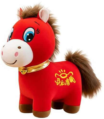 LDBKFD 20cm Cute Red Horse Soft Toy for Dacia Duster III 2024, Lucky Plush Seat Companion Funny Stuffed Animal Mascot Novelty Gift for Men, Women, New Drivers,Happy