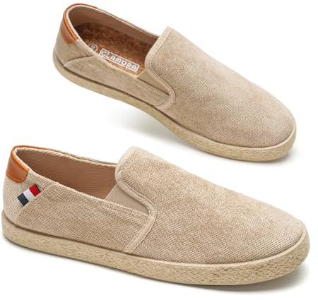 GLAMORA Scarpe Slip On Uomo in Tela, Mocassini Estivi Traspiranti Senza Lacci, Scarpe Casual Leggere con Elastici Laterali, Suola in Gomma Antiscivolo, Stile Corda