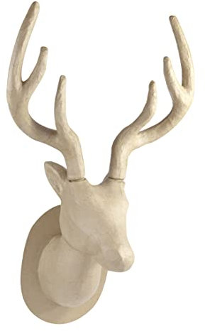 Décopatch NO032C Trophäe Hirsch (aus Pappmaché zum Verzieren und Personalisieren, 63 cm, ideal für Ihre Hausdeko) 1 Stück kartonbraun