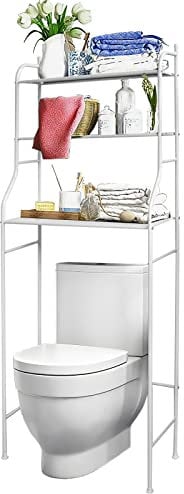 Estantería de Baño sobre Inodoro o Lavadora | Ahorra Espacio con 3 Baldas | Mueble organizador para toallas, papel higiénico y accesorios | Patas Ajustables | Metálica resistente y fácil montaje