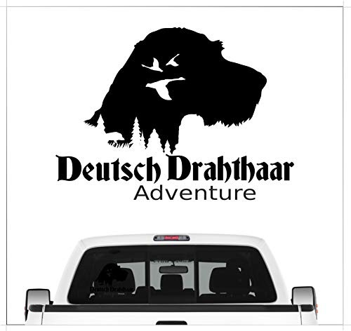 siviwonder Auto Aufkleber Deutsch Drahthaar DD Adventure Autoaufkleber Hundemotiv Hundeaufkleber autoaufkleber Hund Folie Jagdaufkleber Jagdschwarz