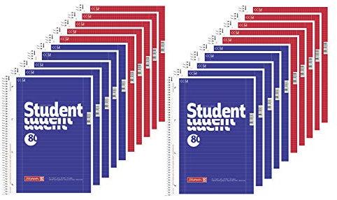 Brunnen 10 Collegeblöcke Student A4 Lineatur 27, liniert 80 Blatt + 10 Collegeblöcke Student A4 Lineatur 28 kariert, 80 Blatt weiß (20 Blöcke)