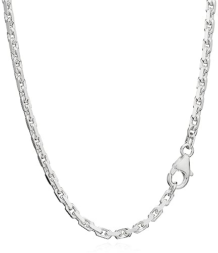 NKlaus massive Ankerkette 925er Silber, diamantiert, Herren/Damen, 2,5mm | Sterling-Silberkette für Herren und Damen, Ankerkette und Collier