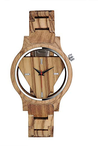 MICGIGI Herren Einzigartig-Design Analog Quarz Holzuhr Zebra Bambus Holz Armbanduhr mit Holz Armband