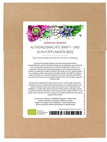 Althergebrachte Kraft- und Schutzpflanzen (Bio) - Samenset mit 4 sehr alten, traditionellen, magischen Kräutersorten Grundset