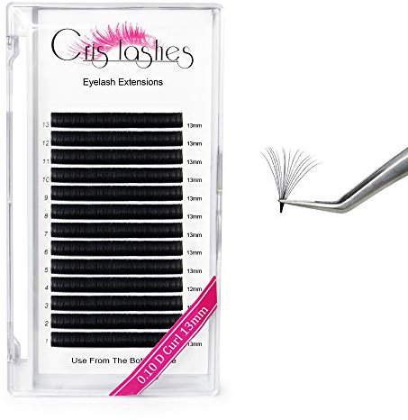 Easy Fan Lashes 0.10 D Curl, Crislashes Volume Lash Extensions, Premade Russian Lashes Extensions 13mm Easy Fan Russian Lashes Pre Made Fan Eyelash
