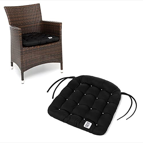 HAVE A SEAT Luxury - Sitzkissen Outdoor, 2er Set Sitzpolster Gartenstuhl (Schwarz), Sitzauflage Rattan-Stuhl, bequem, robust, pflegeleicht, waschbar bei 95°C, Trockner geeignet.