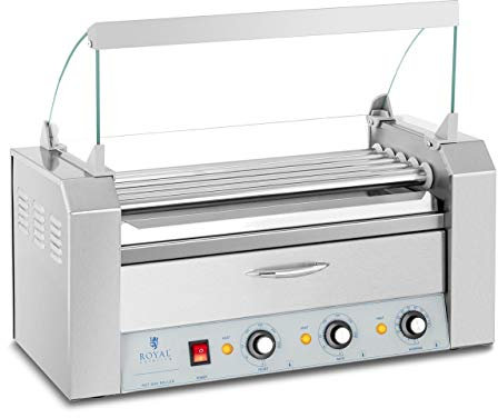 Royal Catering Cuoci Wurstel A Rulli Griglia Professionale Per Hot Dog RC-RG5DC (8 Salsicce, 1.420 W, 30–250 °C)