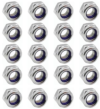 M5 Nyloc Steel Nuts, 5mm Self Locking Nuts with Nylon Inserts (20 Pack) Evelyne