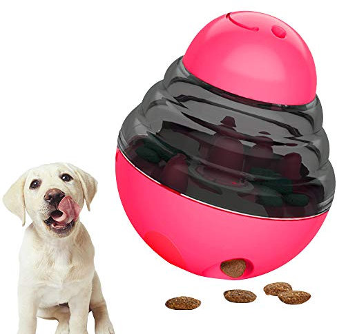 Hillylolly Hundefutter Ball, Hundespielzeug Intelligenz, Leckerli Ball Hundespielzeug, Dispenser Ball, Hunde Snackbälle, Treat Dispenser Spielzeug Hund, Interaktives Haustiere Futter Ball (Rot)
