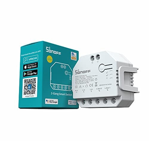 SONOFF Módulo de interruptor de cortina inteligente WiFi de 2 vías con relé dual para cortinas motorizadas, persianas, persianas, funciona con Alexa, no requiere concentrador, DUALR3 Lite