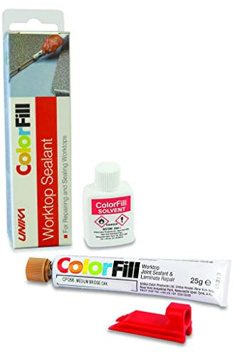 Solmer LTD Unika ColorFill Kitchen Worktop Joint Sealant Sealer & Laminate Repair Kit (Grey Oak 437)