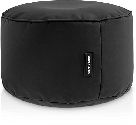 Green Bean Sitzsack-Hocker 25x45cm mit EPS-Perlen Füllung - Fußhocker Fußkissen Sitz-Pouf für Sitzsäcke - Bodenkissen für Kinder und Erwachsene - Fußablage Sitzkissen Sitzhocker Schwarz