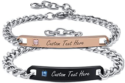 FLHEART Damen Herren Pärchen Armbänder - Paar You Are My Sunshine Partnerarmbänder Edelstahl Name Datum Distanz Armband Für Frauen Männer Beste Freunde Freund Freundin Geschenk