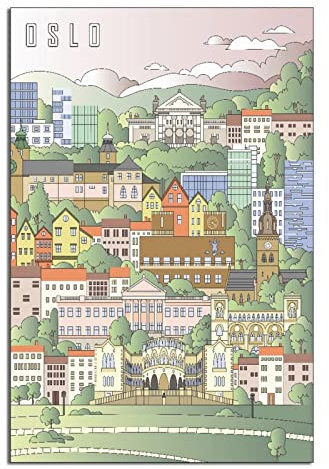 Vintage-Reiseposter, Oslo Gemälde, Poster, modernes Geschenk, Schlafzimmer dekorativ
