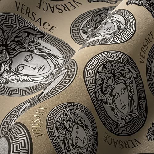 VERSACE WALLPAPER Beige Silber Gold Grau Luxus Tapete Vliestapete Logo Medusa 386114 10,05x0,70m Made in Germany