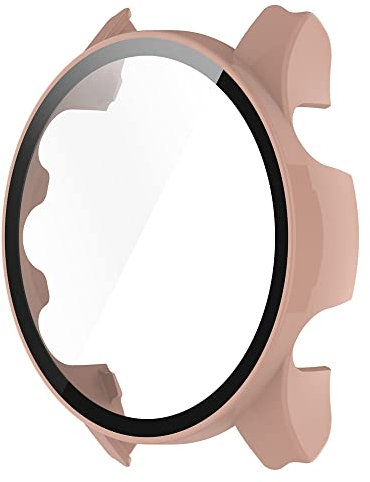 Feysentoe Coque Compatible avec Garmin Forerunner 255 Protection Écran,Ultra Étui Dur de Anti-Rayures Verre Trempé Écran Coque.(rose)