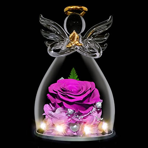 TECHSHARE Geburtstagsgeschenk für Mama, Ewige Rose im Glas mit LED-Lichtern, Einzigartige Geschenke für Mama, Freundin oder Ehefrau am Valentinstag, Muttertag, Geburtstag, Weihnachten (Lila)