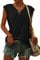 WNEEDU Women Tops Summer T-Shirts for Women UK V Neck Cap Sleeve Ladies Summer Tank Tops Blouses Black S